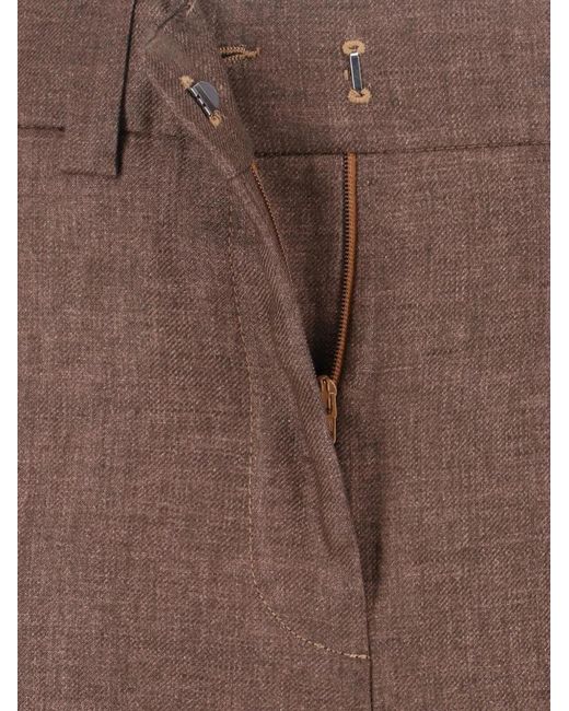 Incotex Brown Button Tailored Trousers