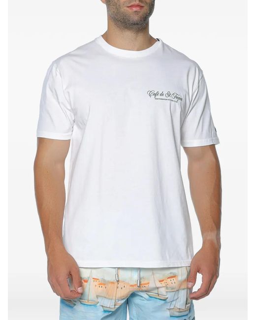 Mc2 Saint Barth White Portland Graphic-Print Cotton T-Shirt for men