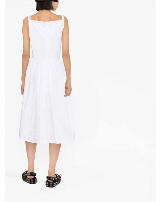 Vivienne Westwood White Sunday Cowl-Neck Cotton Midi Dress