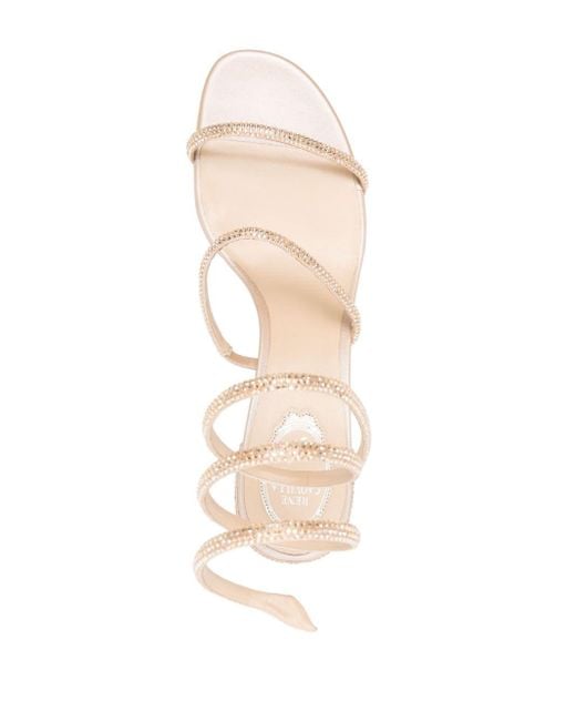 Rene Caovilla Natural Neutral Cleo 40mm Crystal-embellished Sandals
