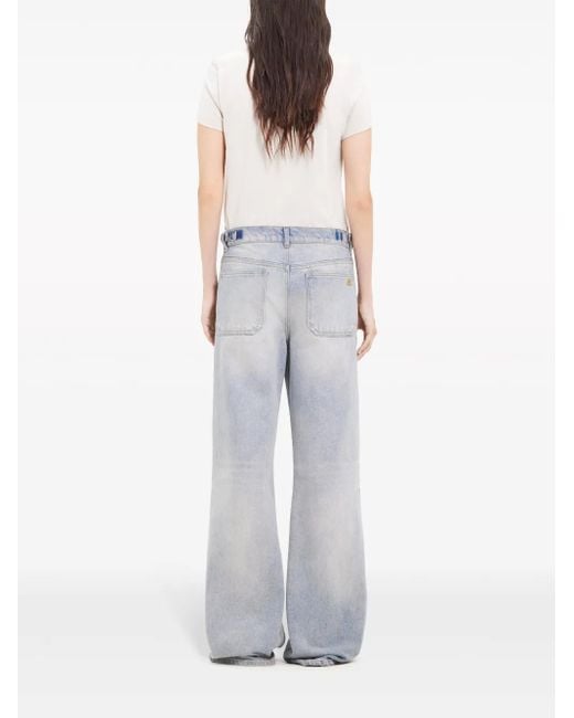 Courreges Blue Multiflex Logo-Embroidered Jeans