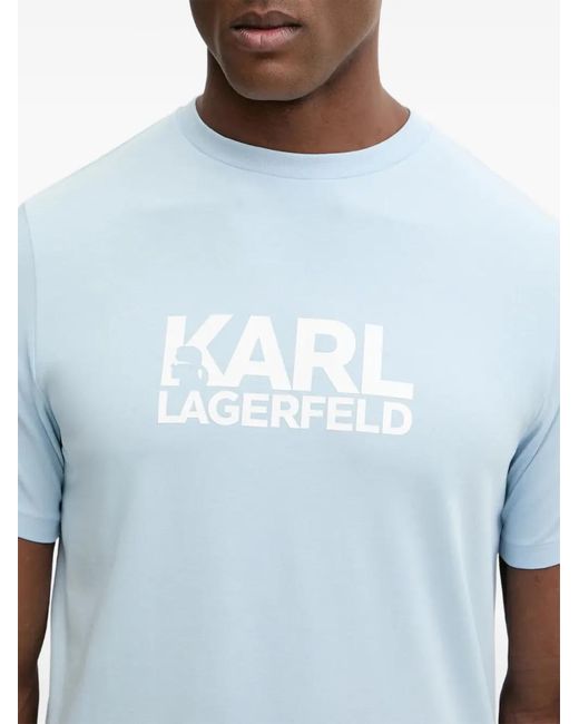 Karl Lagerfeld Blue Logo-Print T-Shirt for men
