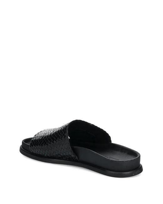 Vagabond Effie Geweven Leren Slippers in het Black