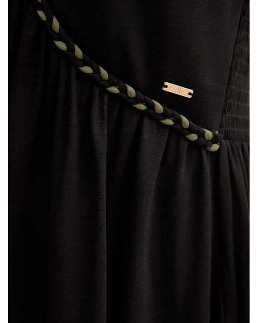 Fracomina Black V-Neck Midi Dress