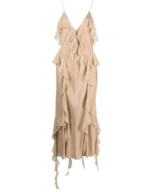 Khaite Natural The Pim Silk Midi Dress