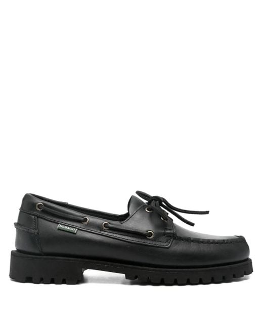 Sebago Black Leather Boat Shoes for men
