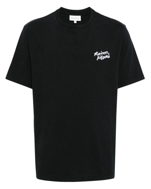 Camiseta con logo Handwriting Maison Kitsuné de hombre de color Black