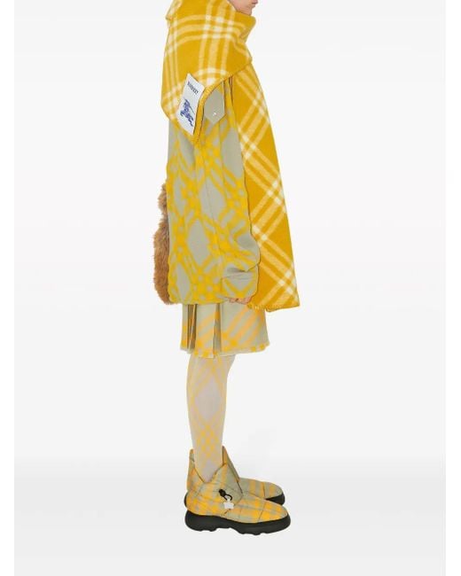 Burberry Yellow Check-Pattern Wool-Blend Shirt