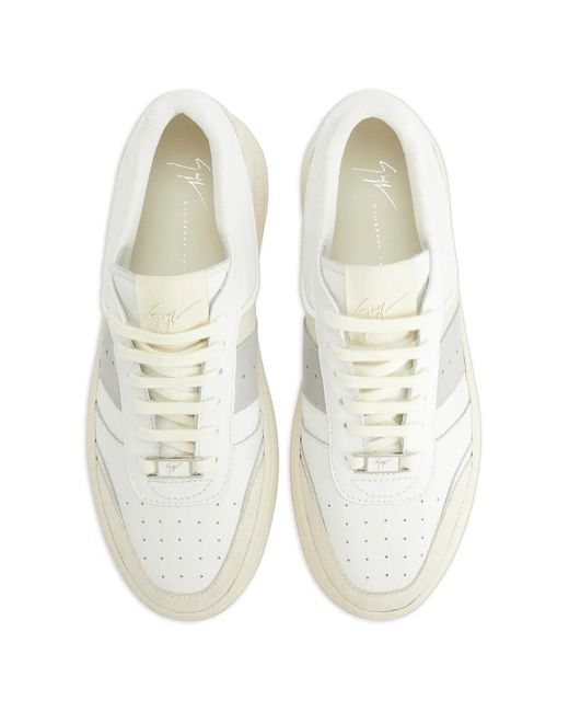 Giuseppe Zanotti White Colour Block Low-Top Sneakers for men