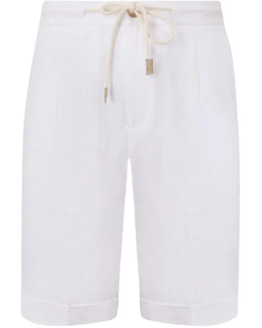 Gran Sasso White Linen Shorts for men