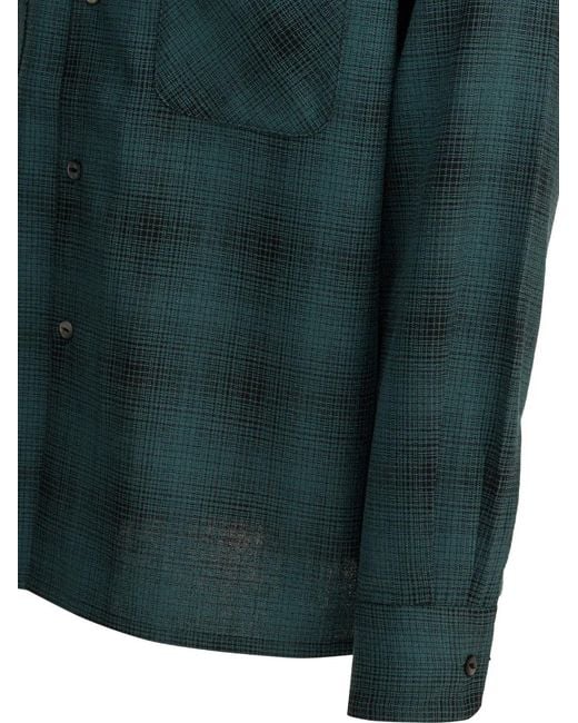 Needles Green One-Up Checked Chest-Pocket Shirt for men