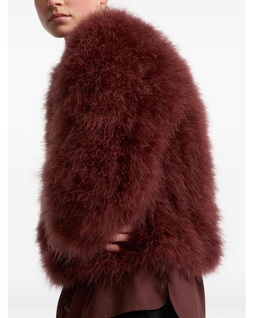 Yves Salomon Red Feather-Embellished Jacket