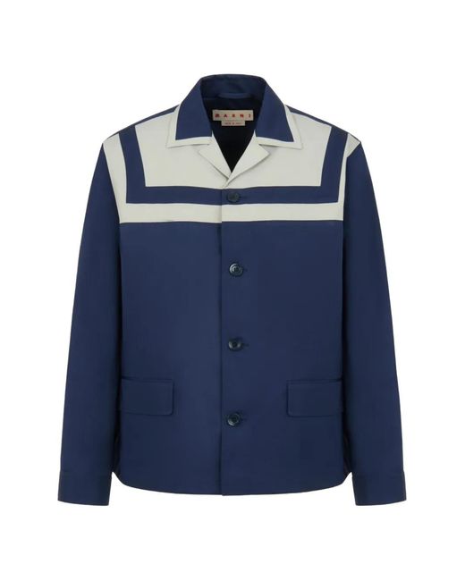 Marni Blue Stripe Yoke Cuban Blazer for men