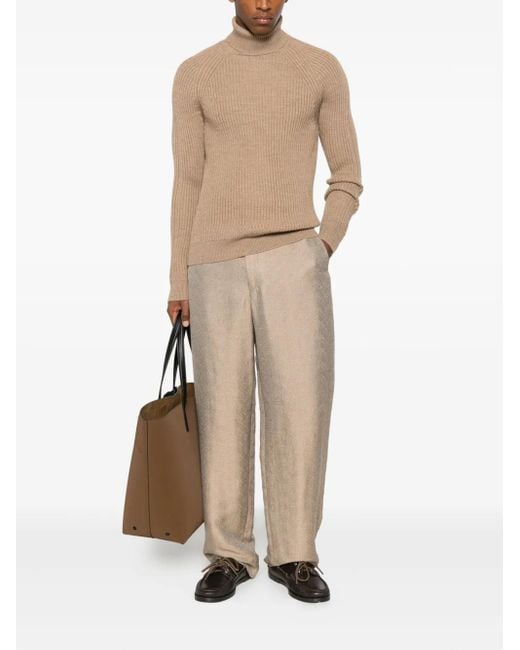 Giorgio Armani Natural Jacquard Trousers for men