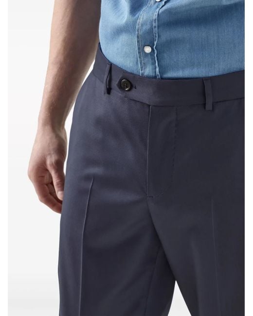 Brunello Cucinelli Blue Tapered-Leg Wool Trousers for men