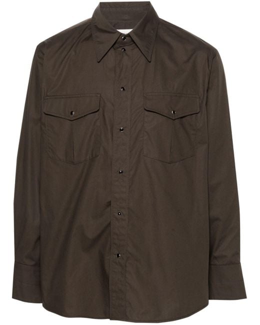 Lemaire Brown Western Shirt With Snaps for men