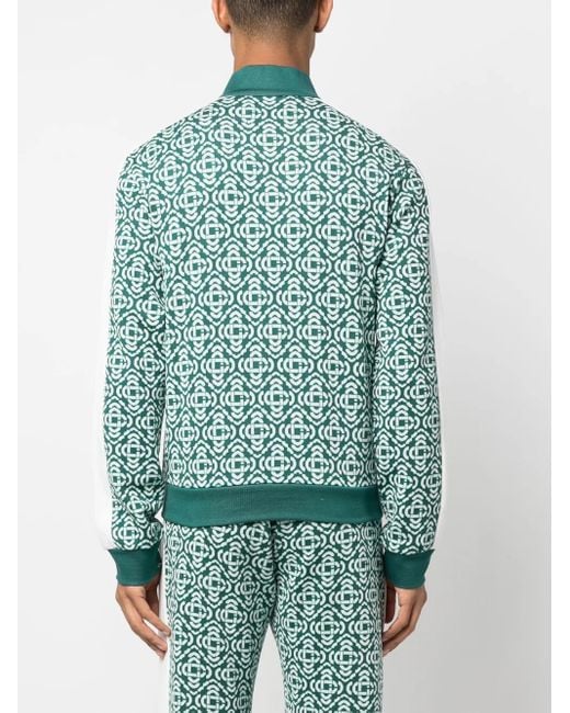Casablanca Green Monogram-Jacquard Zip-Up Jacket for men