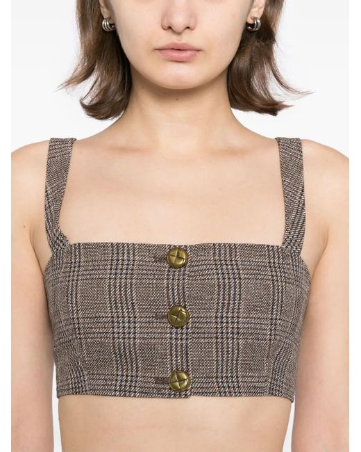 Self-Portrait Gray Check Crop Top