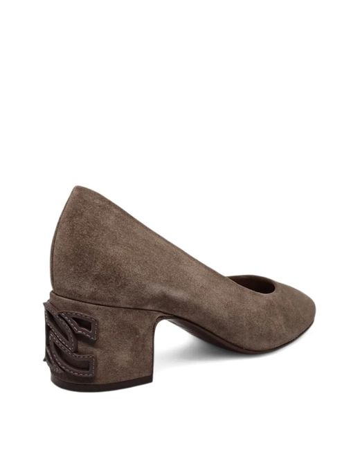 Casadei Brown Cutout Block-Heel Pumps
