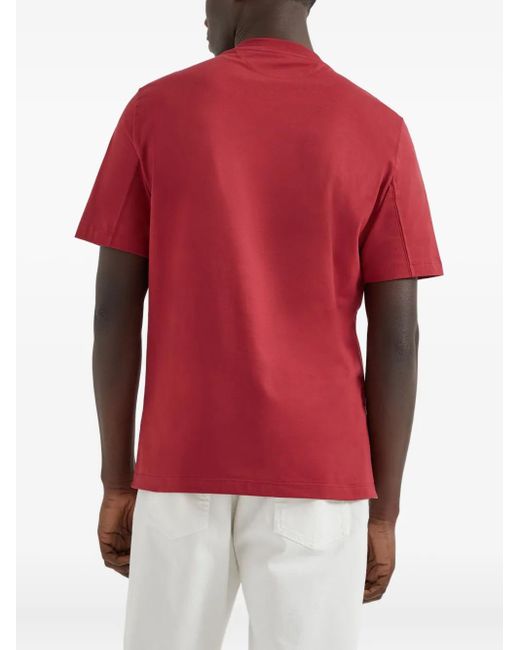 メンズ Brunello Cucinelli コットン Tシャツ Red