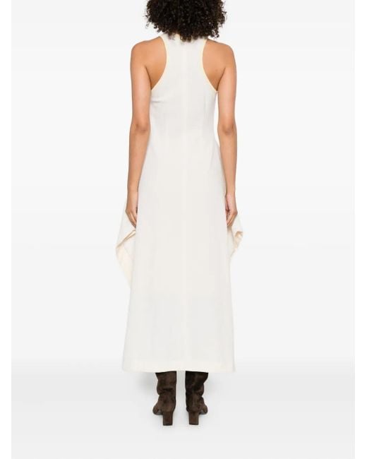 Nanushka White Midikleid mit drapiertem Saum