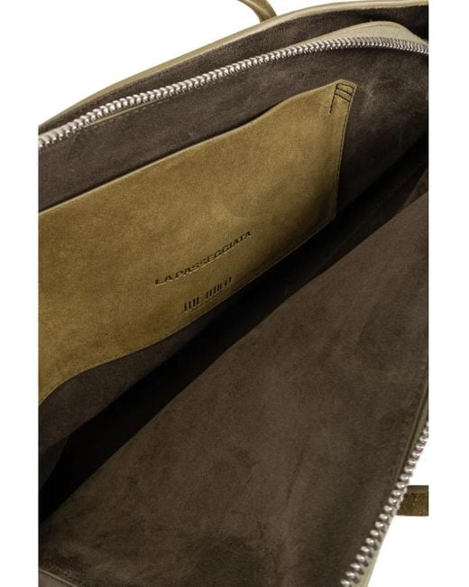 The Attico Green Suede Handle Tote Bag 'La Passeggiata Medium'