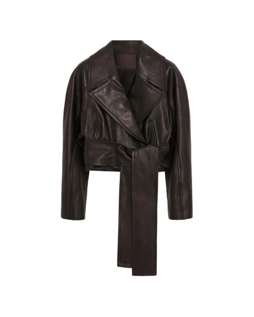 16Arlington Black Veste En Cuir Palmer À Taille Ceinturée