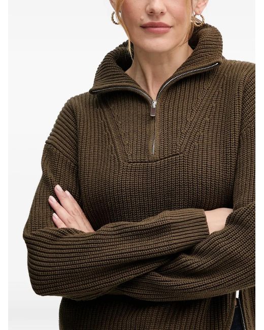 Ouí Brown Half-Zip Sweater