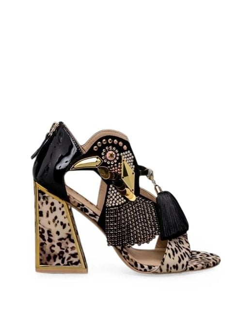Kat Maconie Black Embellished Tassel Sandals