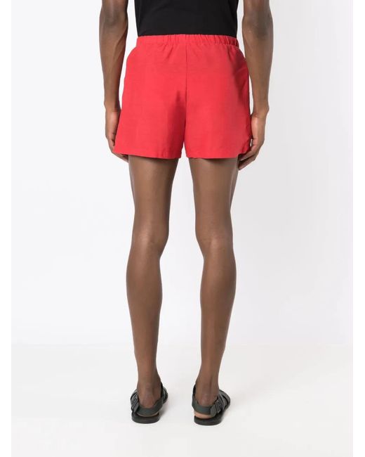 Amir Slama Red Elasticated-Waistband Linen Shorts for men