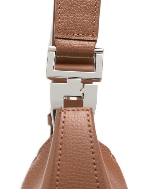 Emporio Armani Brown Pebbled Leather Shoulder Bag