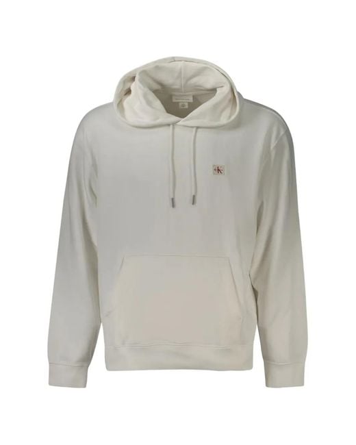 Calvin Klein Gray Logo-Patch Drawstring Hoodie for men