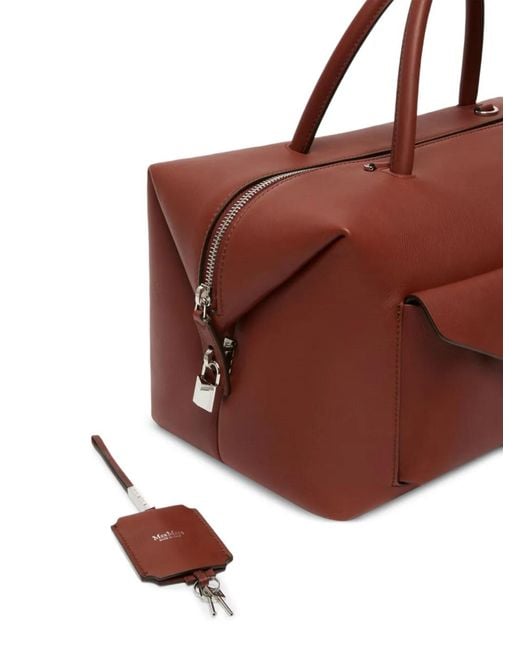 Max Mara Brown Mxaholdallcargo Pocket Top Handle Tote Bag