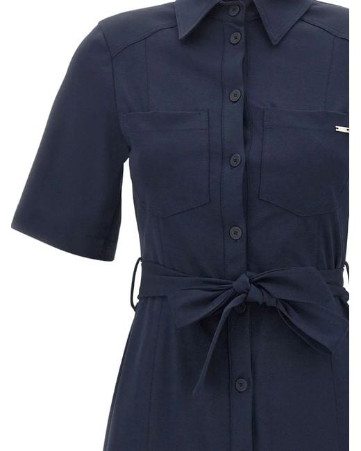 Kaos Blue Belted Shirt Dress