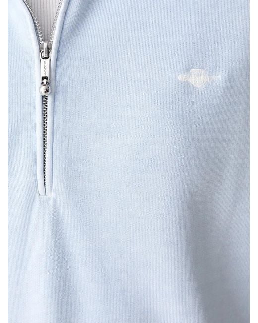 Gant Blue Quarter-Zip Logo-Embroidered Sweater