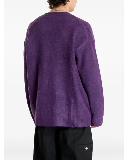 メンズ A Bathing Ape One Point Hairly Yarn カーディガン Purple