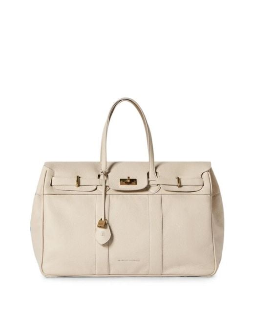 Brunello Cucinelli Natural Sac De Voyage Explorer En Peau De Cerf