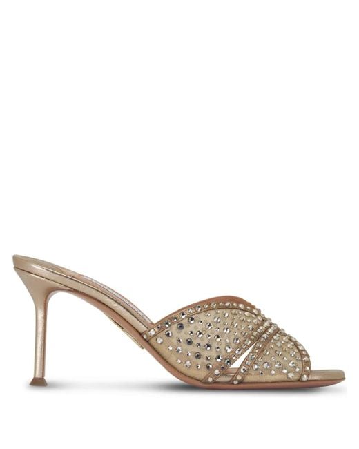 Mules Lover 75 Mm Aquazzura en coloris Metallic