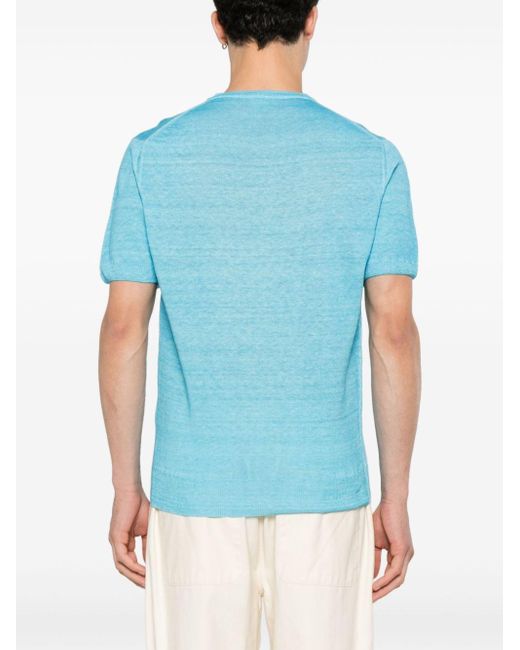 T-shirt en lin à manches courtes 120% Lino pour homme en coloris Blue