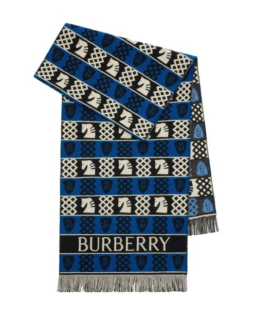Burberry Blue Patterned-Jacquard Scarf