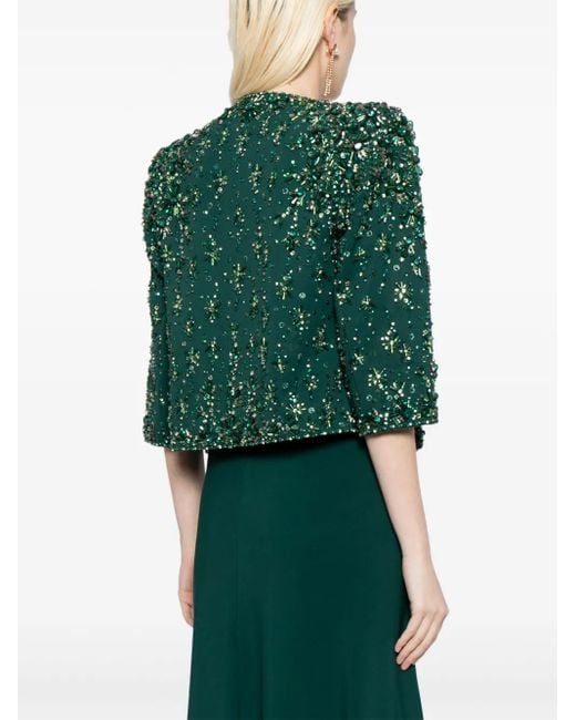 Jenny Packham Vanity ビーズ クロップドジャケット Green