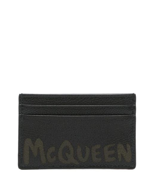 Alexander McQueen Black Logo Leather Credit Card Case for men