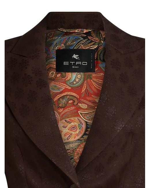 Etro Brown Jacquard-Patterned Single-Breasted Blazer