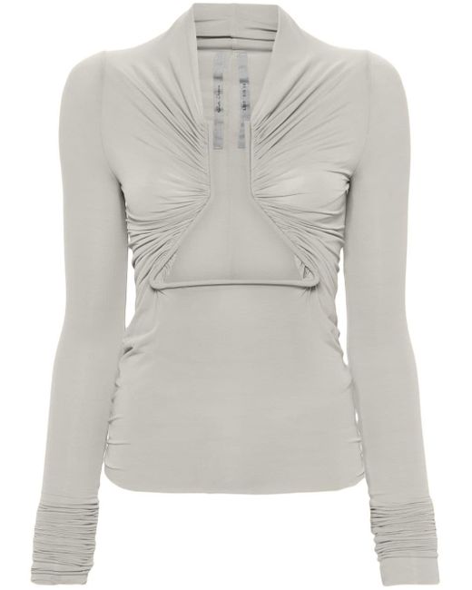 Rick Owens Gray Cut-Out-Bluse mit Zackendetail