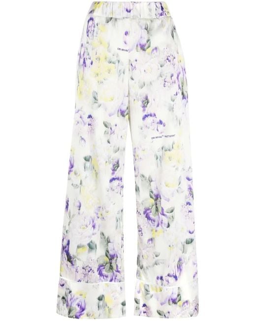 Off-White c/o Virgil Abloh White Floral-print Palazzo Pants