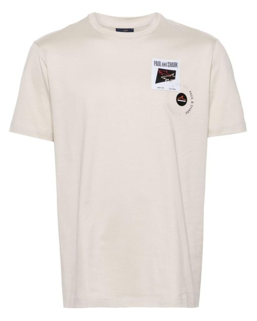 Paul & Shark White Logo-patch Cotton T-shirt for men