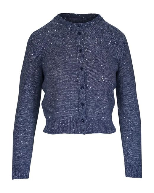 Akris Blue Button-Front Sequinned Cardigan
