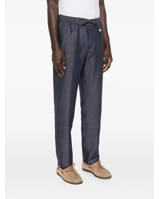 Etro Blue Drawstring-Fastening Trousers for men