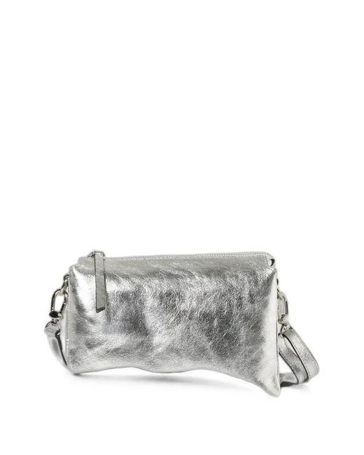 Skytos Gray New Ale Pebbled Leather Shoulder Bag