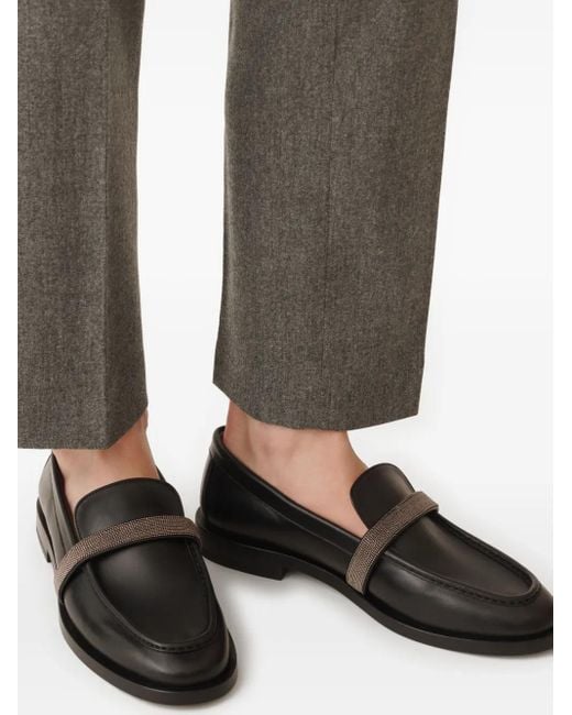 Fabiana Filippi Black Chain-Embellished Loafers